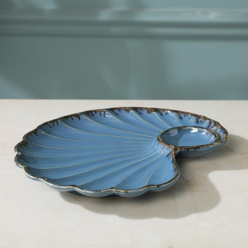 Ministry Of Klay  Azure Blue Ceramic Platter / Microwave Safe.