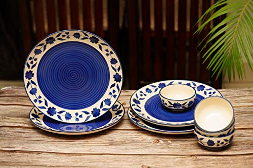 Freakway Floral Ceramic Plates for Dinner with Katoris (12 Pieces, 6 Bowl & 6 Plates, Dishwasher & Microwave Safe) -Dinner Sets Ceramic Bowls Set Dinnerware Sets